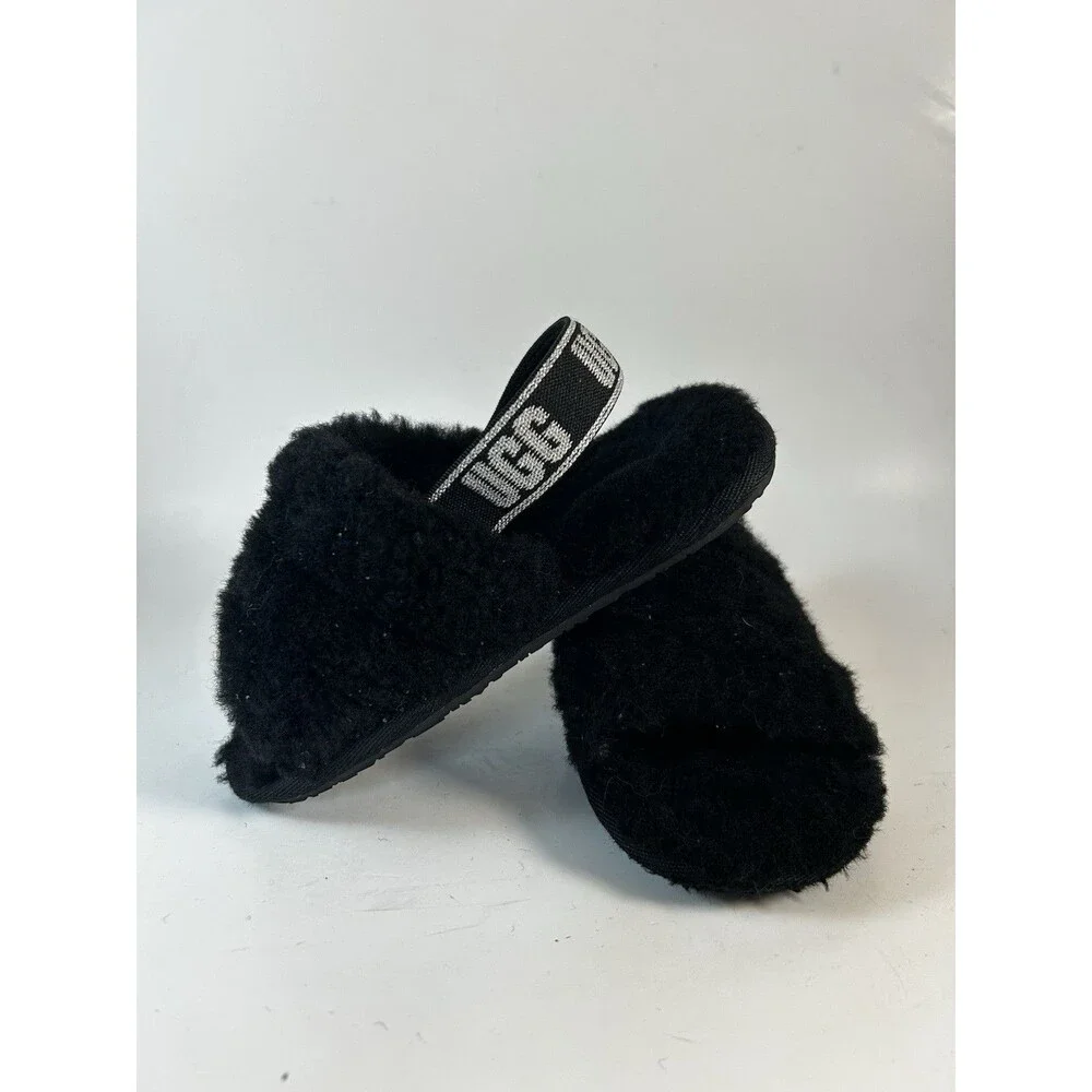 Toddler Size 10 Black Ugg Fluff Yeah Slide Sheepskin Slippers